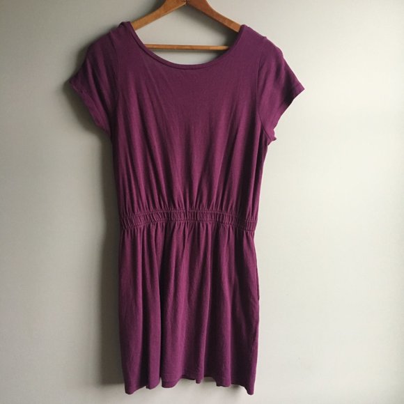 ⚪ Burgundy casual knit scoop neck mini dress with pockets - Picture 8 of 14